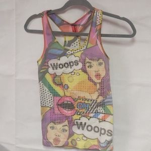 3/$20 Chebery Comic Book Tank Top size small